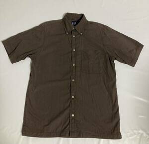 00s GAP 半袖シャツ SHIRT ボタンダウン こげ茶 ギャップ XSサイズ　コットン オールド　メンズ