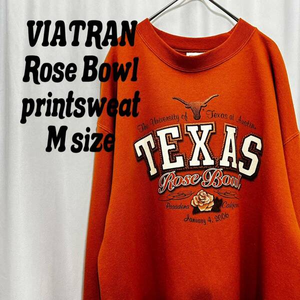 Rose bowlプリントスウェット　M ブラウン系　US古着　秋冬