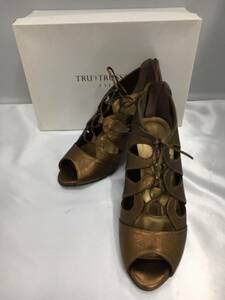 未使用品 TRU TRUSSARDI トラサルディ 編み上げサンダル パンプス 23.5㎝ ゴールド