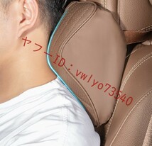 トヨタ ALPHARD ネックパッド 腰クッション 車用 背もたれクッション ネックピロー ヘッドレスト ナッパレザー低反発 背当て ●ブラウン_画像9