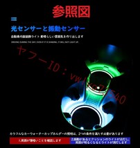 フォルクスワーゲン 車用 LEDコースター ドリンクホルダー ライトマットパッド 自動点灯消灯 USB充電マット 2個セット_画像5