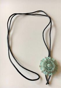  new goods unused light green flower leather cord necklace 