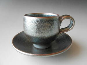  Shigaraki .! * luster * Espresso . plate * 3-1028 new goods coffee black tea milk Latte tea utensils gift 