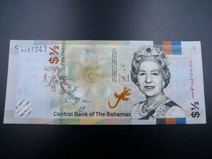 未使用 旧紙幣 カリブ諸島 バハマ 2019年 50セント 1/2ドル 0.5ドル 女王 エリザベス2世 イギリス エリザベス女王