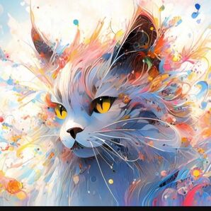 ★作品 : Happy Cat ( 品種:メインクーン )★オリジナル★A4サイズ★猫★アニマルパッピーシリーズ★デジタルアート