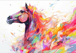 ★作品 : Happy Horse ( 品種:サラブレッド )★オリジナル★A4サイズ★馬アニマルパッピーシリーズ★デジタルアート
