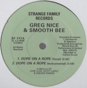 【廃盤12inch】GREG NICE&SMOOTH BEE / DOPE ON A ROPE