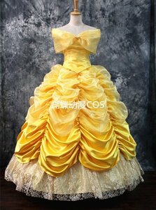 xd449ディズニー 美女と野獣 Beauty and the Beast ベル Belle プリンセス ワンピース ドレス ハロウィン イベント仮装 コスプレ衣装