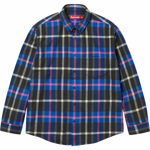 送料無料 M 青 Supreme Plaid Flannel Shirt Blue シュプリーム フランネル ネルシャツ タータンチェック 23FW 23AW 新品未使用