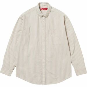 送料無料 タン M Supreme Loose Fit Stripe Shirt Tan シュプリーム ルーズフィット ストライプシャツ ベージュ 23FW Box Logo 新品未使用