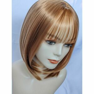  full wig Bob light brown ek stereo human work scalp pile . equipped + cap attaching wig light wool hair removal . dressing up Event fancy dress new goods 