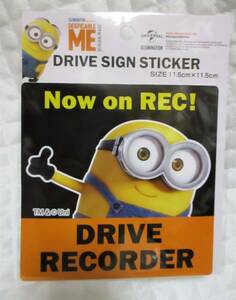 安っ！【 ミニオンズ DRIVE RECORDER ステッカー 】 ボブ ドライブレコーダー 搭載 録画 撮影 マーク あおり運転 危険運転 ミニオン