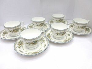 ☆WEDGWOOD ウェッジウッド PETERSHAM ピーターシャム ボーンチャイナ カップ＆ソーサー 6客 ホワイト 花 植物 ボタニカル 未使用 箱無☆