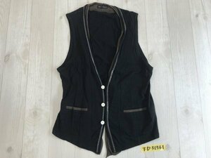 〈送料280円〉MEN’S MELROSE メンズメルローズ カットオフ 綿レーヨン ベスト 黒