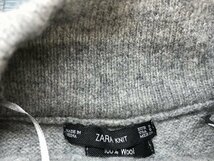 〈レターパック発送〉ZARA KNIT ザラニット レディース ウール ハイネック ニット チュニック セーター S 杢グレー_画像2