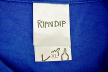 Y-6440★送料無料★美品★RIPNDIP リップンディップ★ブルー青色 Lord Nermal 猫 半袖 T-シャツ ＸＬ_画像3