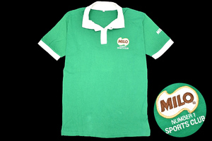 Y-6460★送料無料★昭和レトロ 超レア★MILO ミロ NUMBER ONE SPORTS CLUB★70s 80s ヴィンテージ 胸ロゴ刺繍 スムース 半袖 ポロシャツ Ｌ