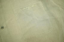 Y-6471★送料無料★超美品★LANCEL PARIS ランセル パリ★涼しい薄地 日本製 カーキグリーン スタンドカラー 半袖シャツ Ｌ_画像7