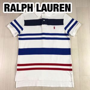 POLO BY RALPH LAUREN ポロ バイ ラルフローレン 半袖 ポロシャツ M ボーダー柄 マルチカラー 刺繍ロゴ ポニー