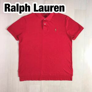 RALPH LAUREN ラルフローレン 半袖ポロシャツ L レッド カラーポニー 天竺