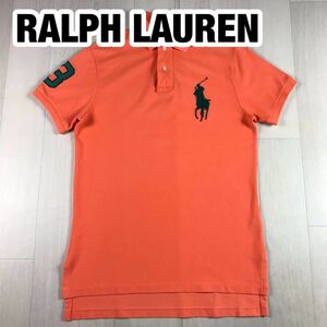 POLO BY RALPH LAUREN ポロ バイ ラルフローレン 半袖 ポロシャツ S オレンジ 刺繍ロゴ ビッグポニー ワッペン