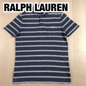 POLO RALPH LAUREN ポロ ラルフローレン 半袖 ポロシャツ S ボーダー柄 マルチカラー ポケット 刺繍ロゴ イカリ