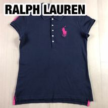 POLO RALPH LAUREN ポロ ラルフローレン 半袖 ポロシャツ XL(16) ユースサイズ ネイビー 刺繍ポニー ワッペン_画像1