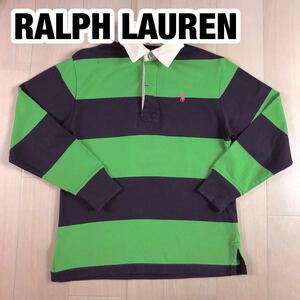 POLO BY RALPH LAUREN ポロ バイ ラルフローレン ラガーシャツ S(8) ユースサイズ ボーダー柄 バイカラー 刺繍ポニー