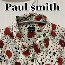 ポールスミス　PaulSmith 花柄シャツ　フローラル　リバティ　フラワー　Mサイズ　レッド　長袖シャツ_画像1