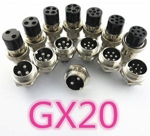 1ペアGX20 20mm　８ピン　メタルコネクターオスプラグ＋メスプラグ＋メクラキャップ（サービス品）３点１セット！