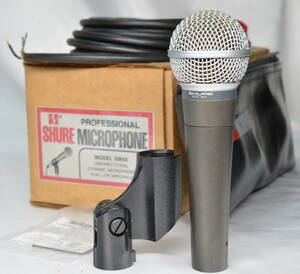 【A】USA Shure SM58 純正ウレタン弾力あり 70年代 ビンテージ 元箱 ケーブル ポーチ ホルダ レンチ付属