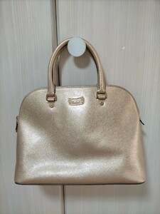 MICHAEL KORS マイケルコース レザーハンドバッグ ゴールド系 MKゴールドプレート 美品 送料無料 