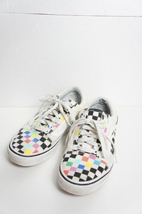 正規 VANS and MoMA バンズ COMFYCUSH OLD SKO コンフィクッシュ オールドスクール チェッカー ローカット スニーカー 白黒 25.0cm 910N