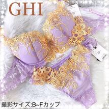 GHIカップ★ジュエリーレース★パープル/ネイビー/オフホワイト★ブラジャー&Tバックセット★上下セット サルート系デザイン ガーター みゆ_画像1