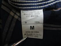 超特価!良好即決!KATO` カトー メンズ 長袖 リネン チェック シャツ NAVY系 size M 麻100%_画像7