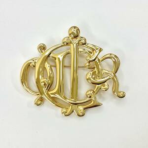 7868 Christian Dior эмблема Logo стразы брошь Gold 