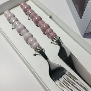 フォーク ナイフ セット 真珠 パール 高級 韓国スタイル インテリア 紫色 食器 カトラリー セット