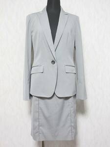 INDIVI Indivi suit setup stripe stretch spring summer lady's jacket 38 skirt 38 gray irmri yg4570