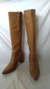  new goods [M] metal rouge . rain combined use po Inte dotu tea n key heel long boots stretch maaRu Camel 