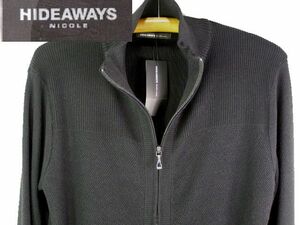 AW/50-XL/今期新作/\12,980(税込)=NICOL HIDEAWAYS/ジップアップ・セーター/bk