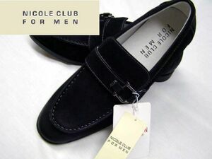 AW/26,5/今期新作★送料無料☆/\28,600(税込)=NICOLE CLUB FOR MEN/スエード・ベルト付ローファー