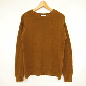  United Arrows sweater knitted long sleeve Drop shoulder linen. cut and sewn men's S size Brown UNITED ARROWS