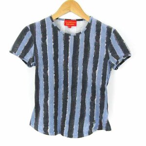 ヴィヴィアンウエストウッド Tシャツ カットソー 半袖 ストライプ トップス レディース Sサイズ ブルー Vivienne Westwood