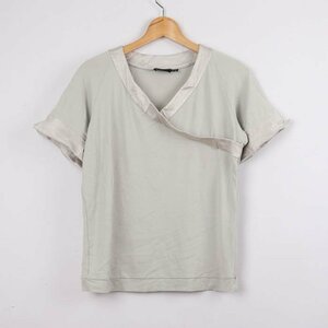 joru geo Armani cut and sewn short sleeves stretch large size plain Italy made lady's 46 size gray GIORGIO ARMANI