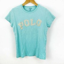 ポロ・ラルフローレン Tシャツ 半袖 コットン100% ロゴ 無地 トップス レディース Sサイズ ブルー POLO RALPH LAUREN_画像1