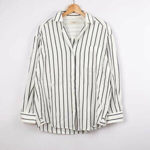  Max Mara shirt long sleeve cotton 100% stripe tops white lady's 40 size white MAX MARA