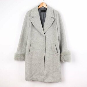  Mayson Grey Chesterfield coat middle height wool . fox fur plain outer lady's 2 size gray MAYSON GREY