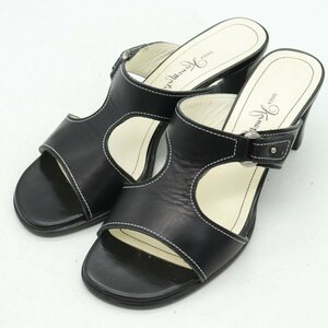  Ginza Kanematsu sandals mules middle heel belt brand shoes shoes black lady's 23cm size black GINZA Kanematsu