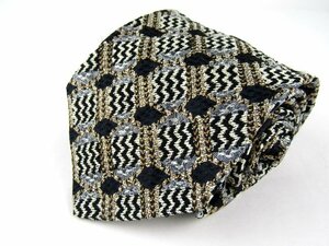  Missoni brand necktie widetie total pattern silk Italy cloth men's black × navy Missoni