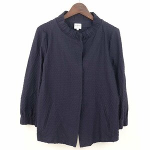 アルマーニコレッツォーニ ノーカラージャケット イタリア製 トップス アウター レディース 40サイズ ネイビー ARMANI COLLEZIONI